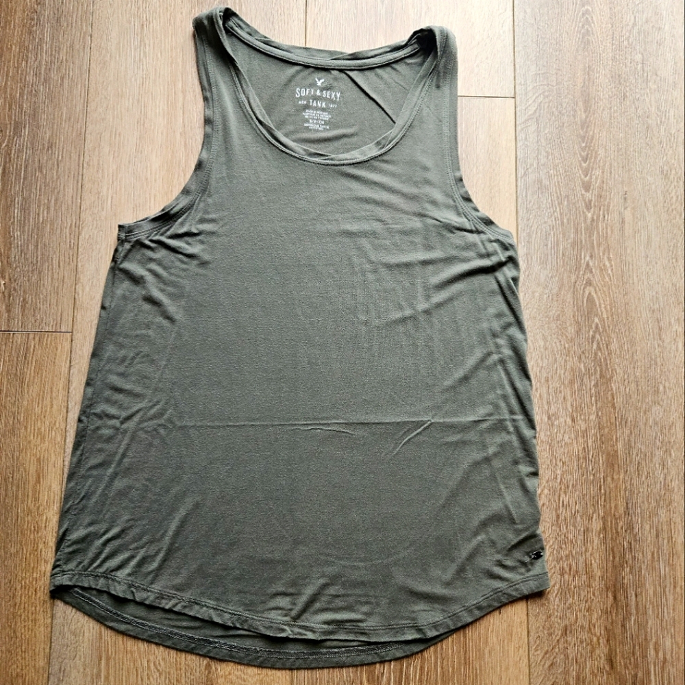 Women’s American Eagle Olive Green Soft & Sexy Basic Tank Top | Size Small